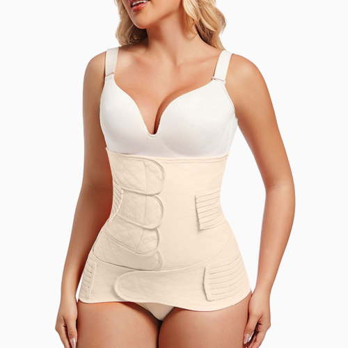 Pitauce 3 in 1 Postpartum Belly Band, Postnatal Shapewear, Waist/Pelvis Belt Body Shaper, Postpartum Support Recovery Belly Wrap, 2PC Set