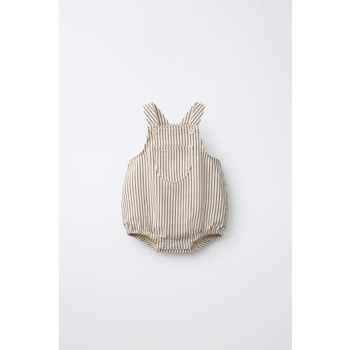 Striped Twill Romper - Ecru