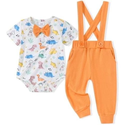 SANMIO Newborn Infant Baby Boy Clothes Summer Short Sleeve Romper and Pants Outfits Set 0 3 6 12 18 Months