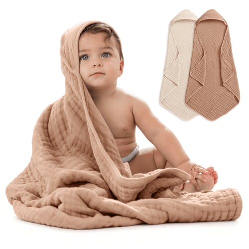 Hooded Baby Towel, 6 Layer 100% Muslin Cotton by Comfy Cubs – The Nest