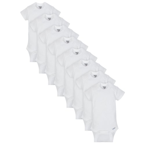 Gerber Baby Boy or Girl Gender Neutral White Organic Onesies Short Sleeve Bodysuits, 8-Pack