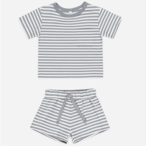 Pocket Tee + Short Set || Blue Stripe – Quincy Mae