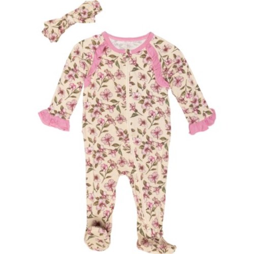 MILKBERRY Infant Girls Flower Coveralls and Headband Set - Long Sleeve - Save 44%