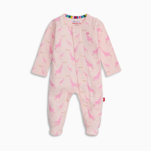 Magnetic Me Organic Cotton Footie - Pink Jolie Giraffe, 0-3 M