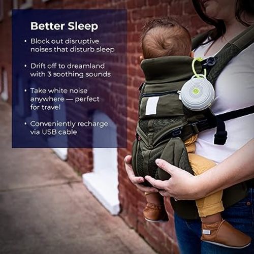 Yogasleep Hushh Portable White Noise Machine for Baby, 3 Soothing, Natural Sounds with Volume Control, Compact for On-The-Go Use & Travel, USB Rechargeable, Baby-Safe Clip & Child Lock, Grey, 2 Count