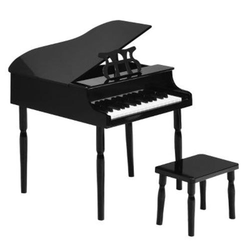 Costway 30-Key Classic Baby Grand Piano Toddler Toy Wood w/ Bench & Music Rack Black