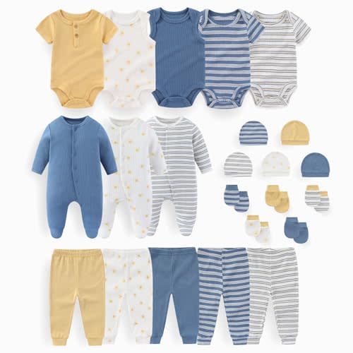 JELYLOVE 23 Pack Baby Boy Girl Bodysuits And Pants Sets New Born Outfits | newborn essentials set,unisex baby pants sets,easy to mix & match,everyday wear,easy diaper changes,perfect for new parents