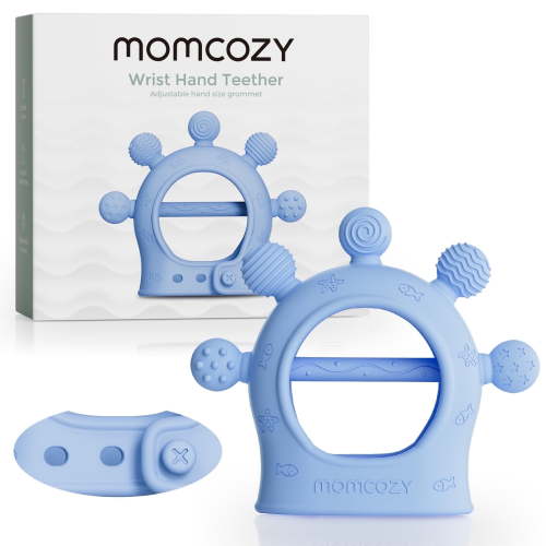 Momcozy Silicone Baby Teether Diver Blue, Teething Relief Toys for Infant 0-12 Months, 1 Count