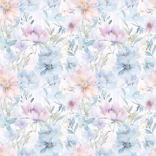 VaryPaper 17.7''x78.7'' Watercolor Blue/Pink Floral Wallpaper Peel and Stick Boho Leaf Floral Contact Paper for Cabinets Drawers Self Adhesive Wall Mural Removable Flower Wallpaper for Bedroom Nursery