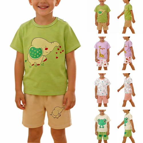 Bovxnpu Girls Summer Clothing Sets Kids Graphic T Shirt Shorts Short Sleeve Crewneck Unisex Outfit Set