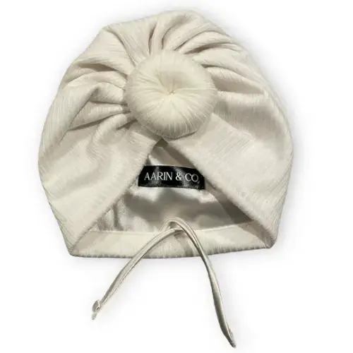 Adjustable Satin Lined Turban-Snow Ribbed – Aarin & Co.