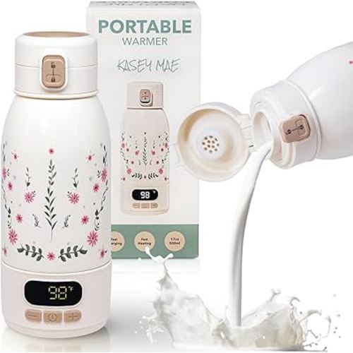 Portable Bottle Warmer for Travel 17oz Capacity - Fast Heating for Milk & Water, Portable Milk Warmer Suitable for Baby Outdoor, Airplane, and Car - Long Battery Life & Fast Charging