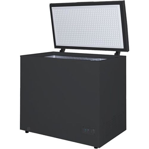 4.98 Cubic Feet Deep Chest Freezer Compact Freezers with Adjustable Thermostat Top Open Door Freezer Compressor Cooling with Rmovable Storage Basket for Home Kitchen Office and Bar (Black)