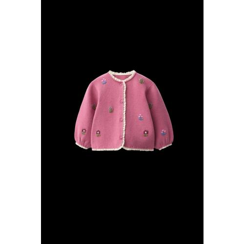 EMBROIDERED FLOWER CARDIGAN - Pink | ZARA United States