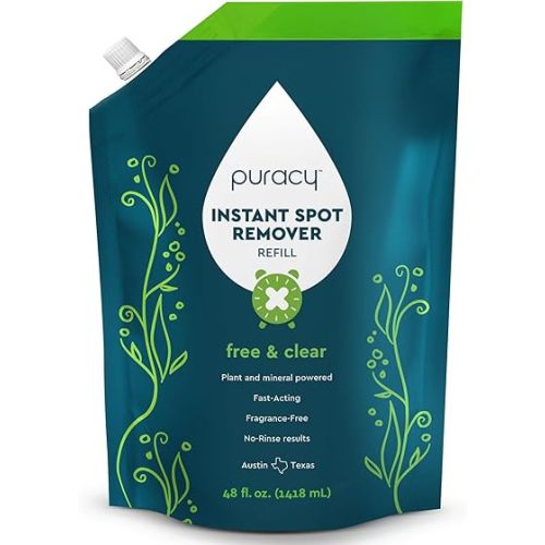 Puracy Instant Spot Remover for Clothes Refill - Laundry Spot Stain Remover for Clothes Laundry - Carpet Spot Stain Remover Carpet Spot Cleaner Couch Stain Remover - Free & Clear, 48 Fl Oz (Pack of 1)