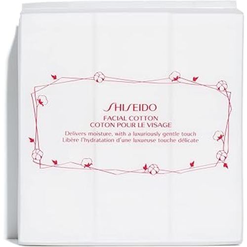 Shiseido Facial Cotton Pads - Includes 165 Squares - for Softener Application & Makeup Removal - 100% Natural, Super Soft