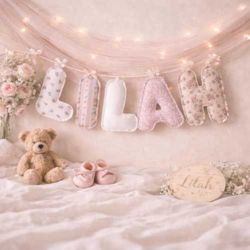 Personalised Fabric Name Banner | Custom Nursery Bunting, Baby Shower Garland