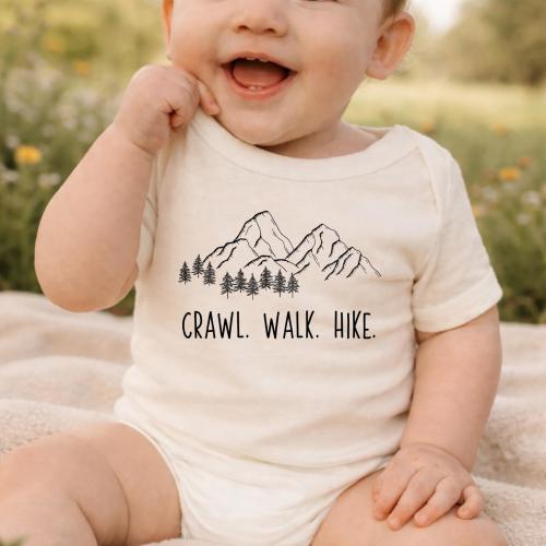 Crawl Walk Hike ONESIES® Brand Bodysuit, Hiking Baby Outfit, Outdoor Baby Bodysuit, Adventure Baby Clothes, Baby Shower Gift, Kids Shirt