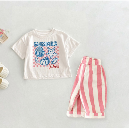 SUMMER VIBES Baby Toddler Shell Starfish Pink 2-Piece Set