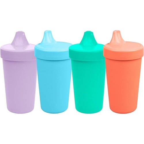 Re-Play Spill-Proof Sippy Cups for Toddlers - Kids Reusable 10 Oz Set of 4, Dishwasher & Microwave Safe, Made in USA, Desert Roses