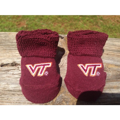 Virginia tech baby booties 0-3 months