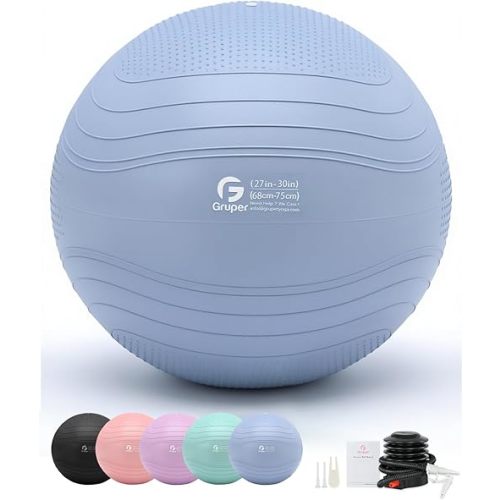 Yoga Ball, Extra Thick Exercise Ball for Workout Pregnancy Stability - 4 Sizes Anti Burst Balance Ball for Yoga, Pilates, Fitness, Birthing, Physical Therapy - Includes Pump
