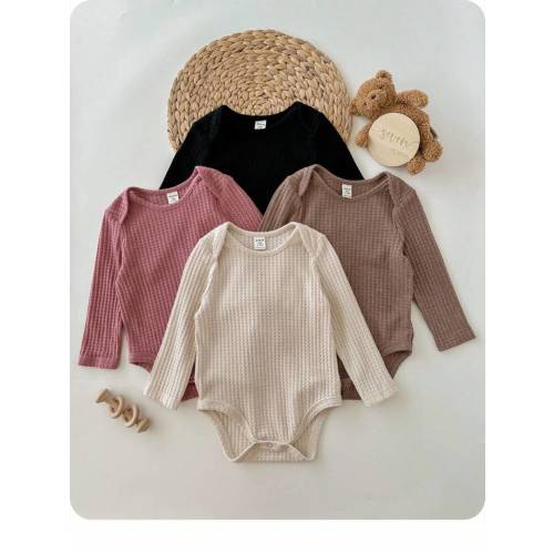 SHEIN 4pcs Casual Solid Color Comfortable & Soft Long Sleeve Baby Girls Bodysuits, Fall Clothes Winter | SHEIN USA