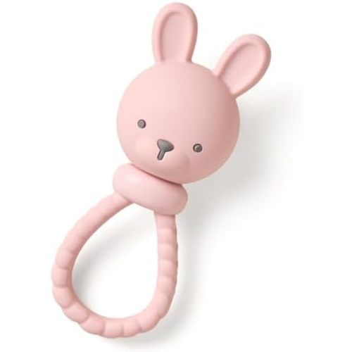 Itzy Ritzy Silicone Rattle Toy, Teething Toy with Soft Jingle Sound (Bunny)