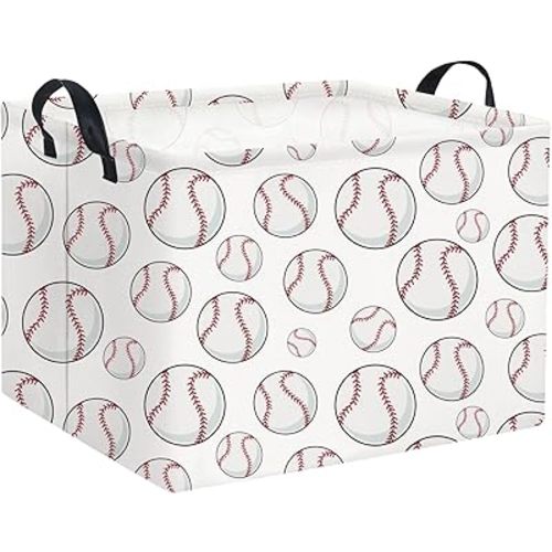 Rectangular Baseball Basket Kids Baby Storage Basket Cute Kids Toy Storage Bin Organizer Shelf Book Sports Room Decor(Baseball)