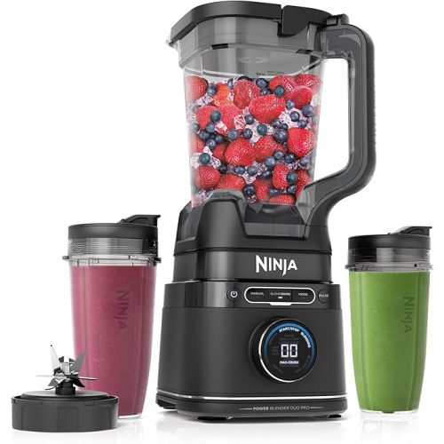 Ninja Blender & Food Processor All-in-One | For-Smoothies, Food and More | Kitchen Countertop | Includes 72 oz. Pitcher & (2) 24 oz. To-Go Cups with Lids | 1800 Watt | Black | TB301