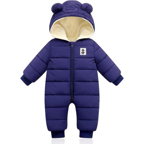 XMWEALTHY Baby Clothes Cute Infant Toddler Snowsuit Warm Newborn Boy Girl Winter Coats Hooded Zip Jumpsuit