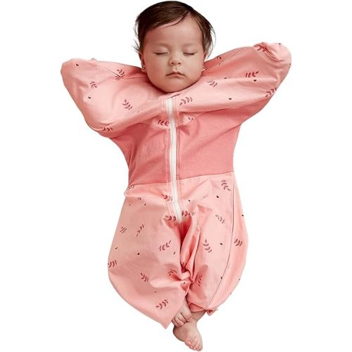GROWNSY Swaddle Sleep Sack 3-6 Months, Starfish Design Baby Swaddle Sack, Dual-Zipper for Easy Diaper Changes, Proper Hip Development & Openable Foot Button, 12-20lbs, Pink
