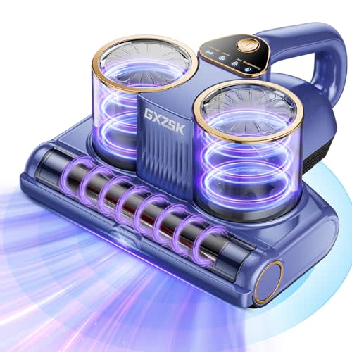 Gxzsk Mattress Vacuum Cleaner, 16kPa Bed Vacuum Cleaner with 253.7nm UV-C Light, Ultrasonic & 140℉ Heating, Dual Cup & Widen Suction Port Handheld Vacuums for Bed, Sofa, Couch, Crib (500W, Corded)