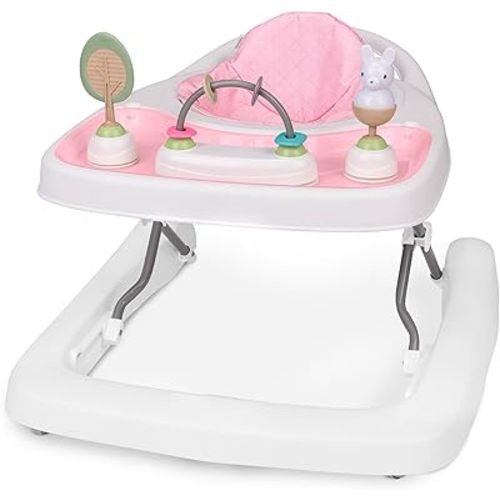 Ingenuity Step & Sprout 3-in-1 Foldable Baby Activity Walker with Removable Toys Ages 6 Months +, Pink