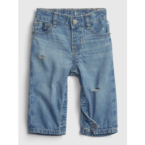 Baby 100% Organic '90s Loose Fit Jeans with Washwell in medium wash, size: 0-3 M