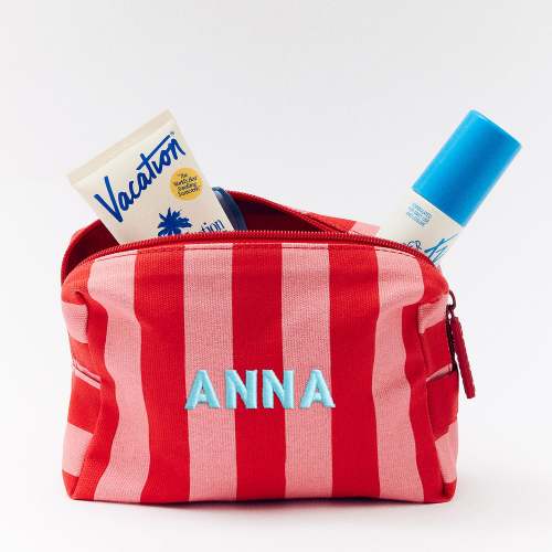 Striped Take It Away Custom Name Storage Pouch - Cabana