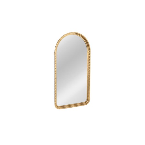 Decorative Arched Metal Wall Mirror, Gold