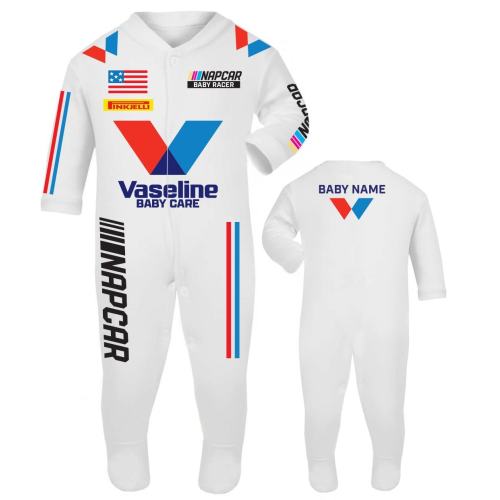 NASCAR Inspired Baby Sleep Suit - VASELINE Parody Design - Smooth Dreams Racing Gift