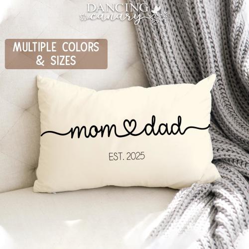 New Mom and Dad Pillow First Time Parents Gift Expecting Mother Pregnancy Pillowcase Baby Shower Couple Present New Dad Xmas Gift DC-25-287