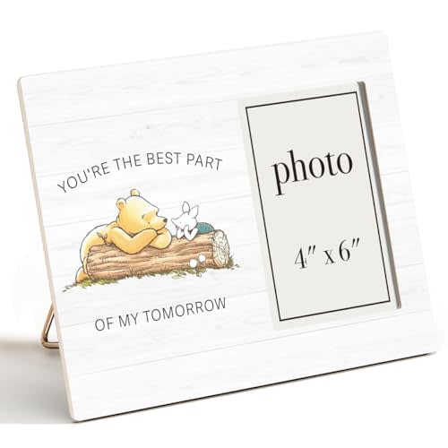 AKFVNSFK Pooh Bear Quote Picture Frame, Romantic Gifts for Friends Couples, Pooh Nursery Decor, You're the Best Part Photo Frame for 4 x 6 Inch Photo