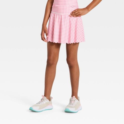 Girls' Active Scallop Skort - All In Motion™ Pink Gingham M