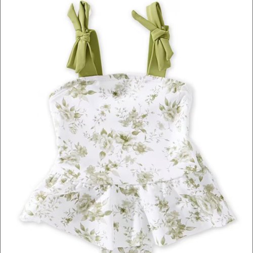 Edgehill Collection x Megan Karp Baby Girls June Floral Bow Tie Detail One Piece Swimsuit