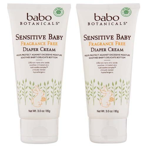 Babo Botanicals Sensitive Baby Zinc Diaper Cream Fragrance Free 2 Ct 3 oz