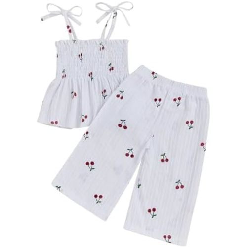 VISGOGO Infant Baby Toddler Girls Clothes Solid Color Sleeveless Camisole Linen Pants Set Baby Summer Outfits