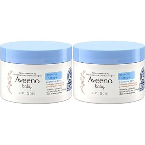 Aveeno Baby Eczema Therapy Nighttime Balm with Colloidal Oatmeal, Travel Size, 1 oz (Pack of 2)