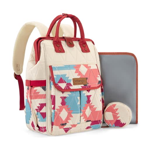 Montana West Wrangler Aztec Diaper Bag Backpack Western Backpacks for Moms Baby Essentials Bag with Twist-Lock Closure, Insulated Pockets, Portable Changing Pad, Stroller Straps, Pacifier Case