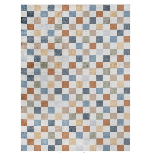 Livabliss Lillian Multi-Color Checkered 8 ft. x 10 ft. Indoor Machine-Washable Area Rug LLL2338-710102