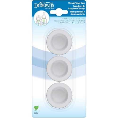 Dr. Brown's Travel and Storage Baby Bottle Caps for Natural Flow and Options+ Baby Bottles - 3-Pack - Narrow