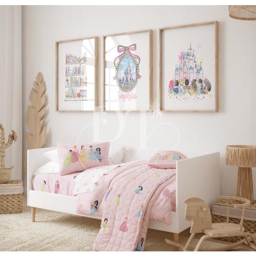 Custom Magical Castle Themed Princess Prints – Nursery Girls Room Decor – Personalised Artwork- Digital
