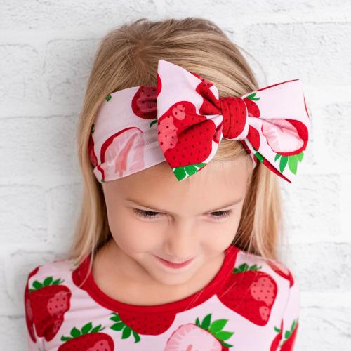 Strawberry bamboo Bow Headband